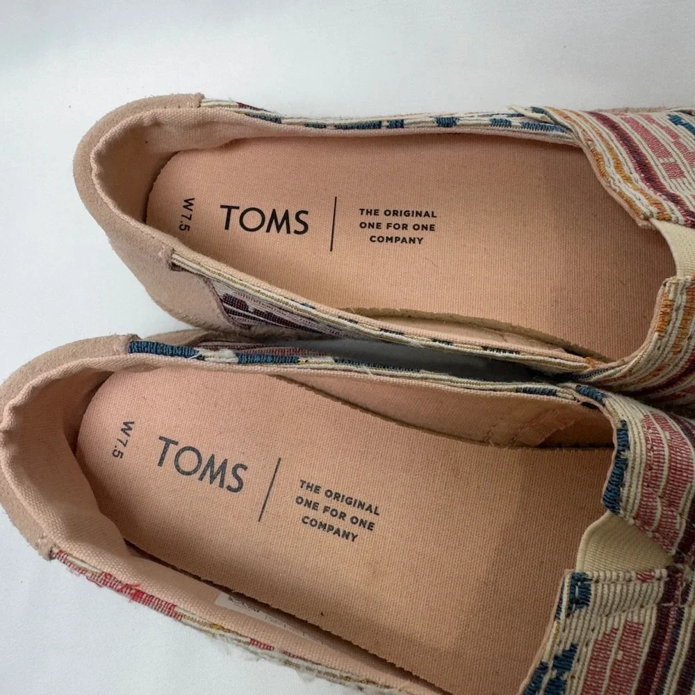 TOMS Women's‎ Espadrille Slip On Shoes Multi Color Woven Size 7.5